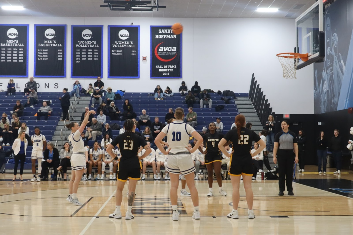 Cassidy Yeomans sank a free throw during Bentley’s 67-49 win over Adelphi on Jan. 24.